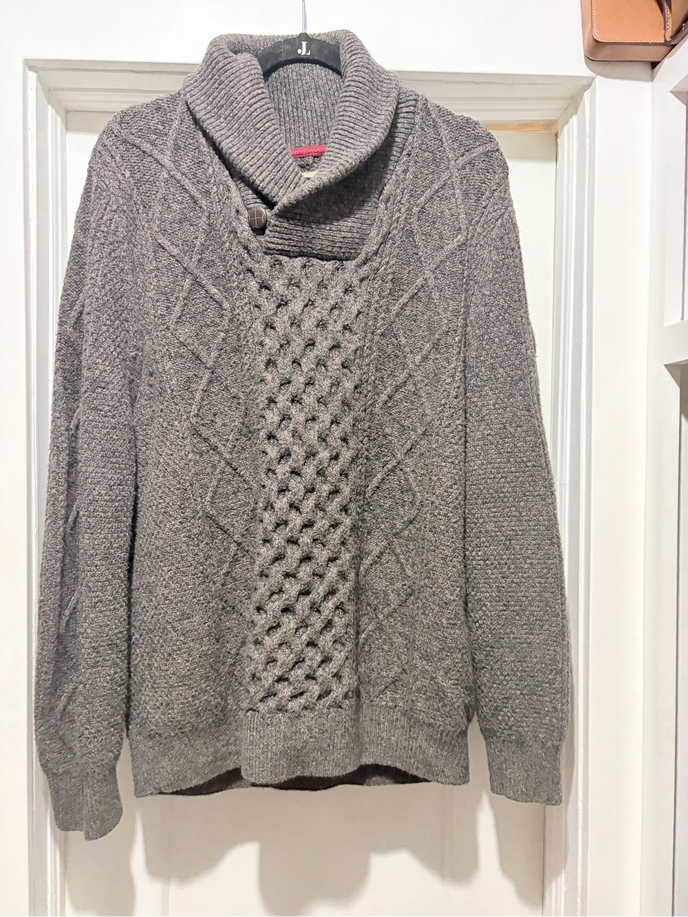 Men's Windriver Heritage Cable Knit Shawl Collar Sweater - Brown